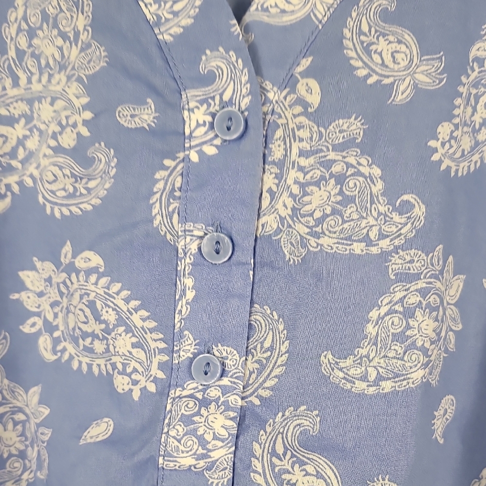 C&A Blue Paisley Print Boxy Buttoned Blouse - Picture 6 of 7